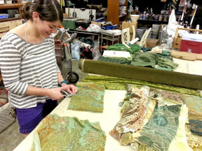 Apprentice Laura Barati making Chris Haig's set leaves:Kevin O'brien