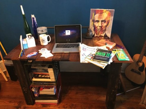 desk with stuff