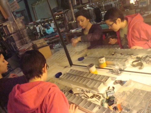 eileen and maddie sorting screws