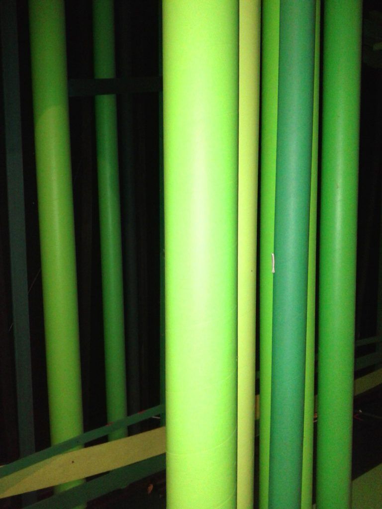green cardboard tubes