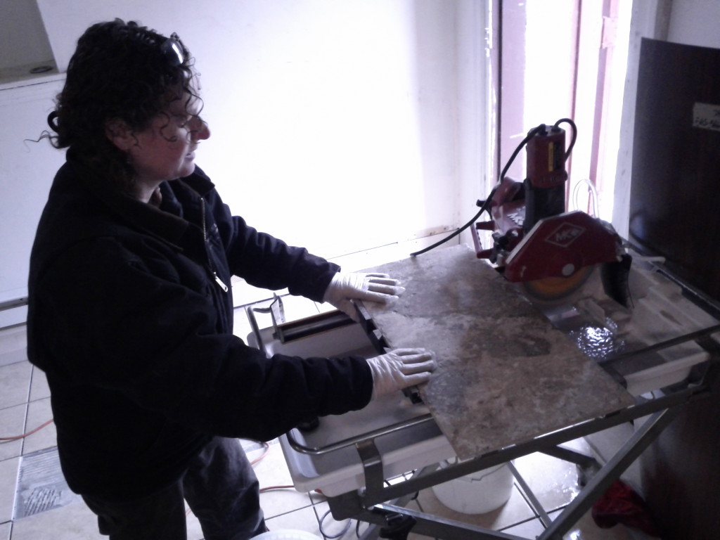 erica cutting down tile