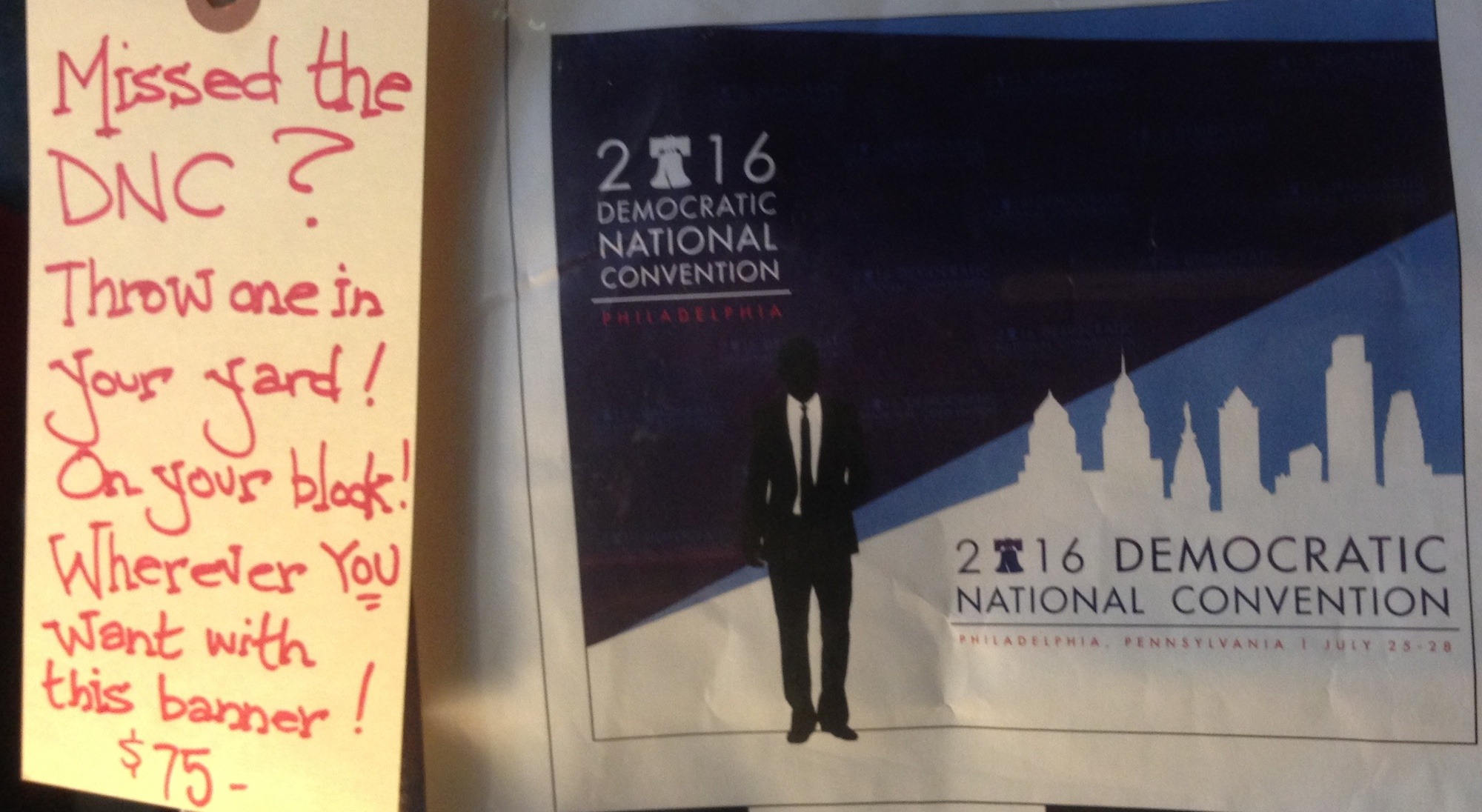 DNC large banner sign