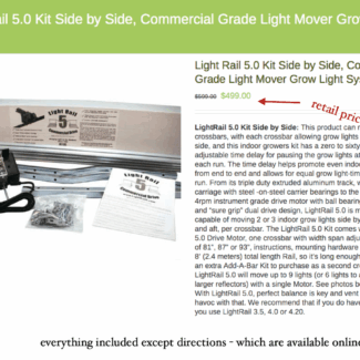 Light Rail 5.0 Kit, Commercial Grade Grow Light System