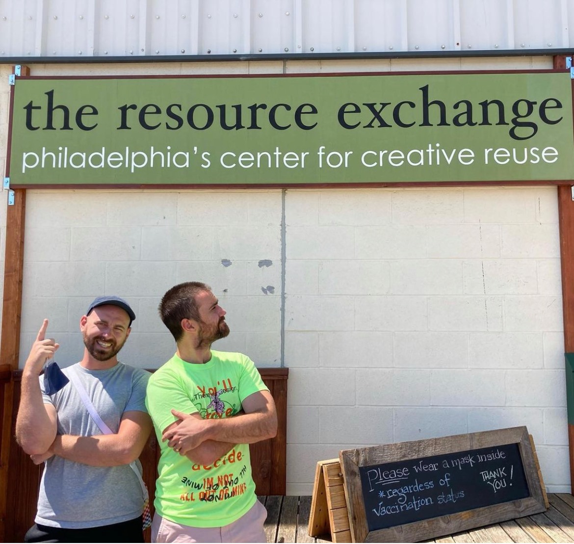 Kyle Metzger and Ryan Pater outside of The Resource Exchange