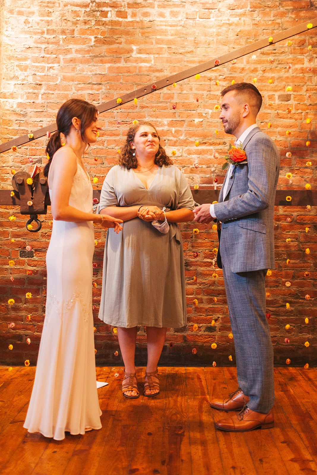 philadelphia wedding ceremony with flower backdrop