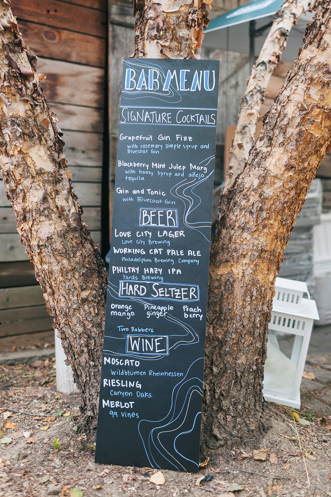 wedding bar menu sign