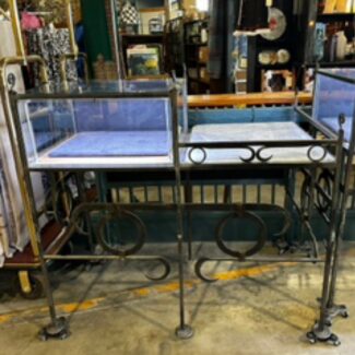Wrought Iron, Glass, and Marble Display Case